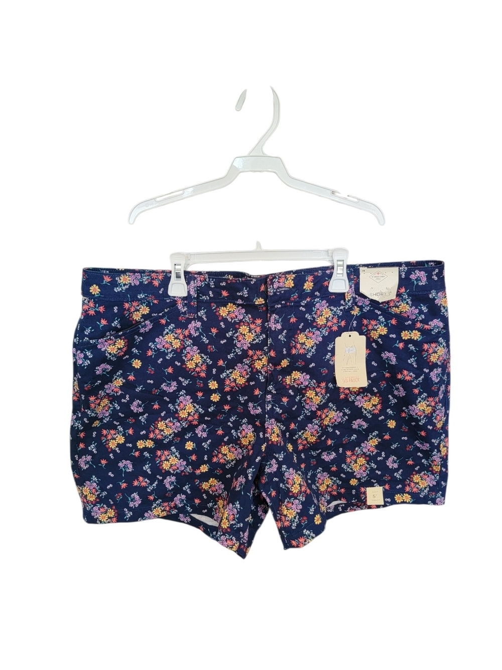 St Johns Bay Women's Navy Floral Stretch Shorts Size 18